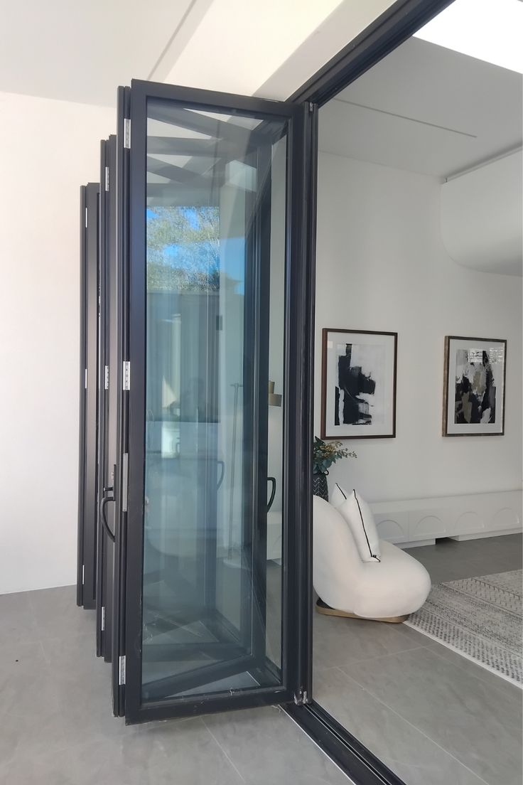 Folding doors opening to an outdoor space